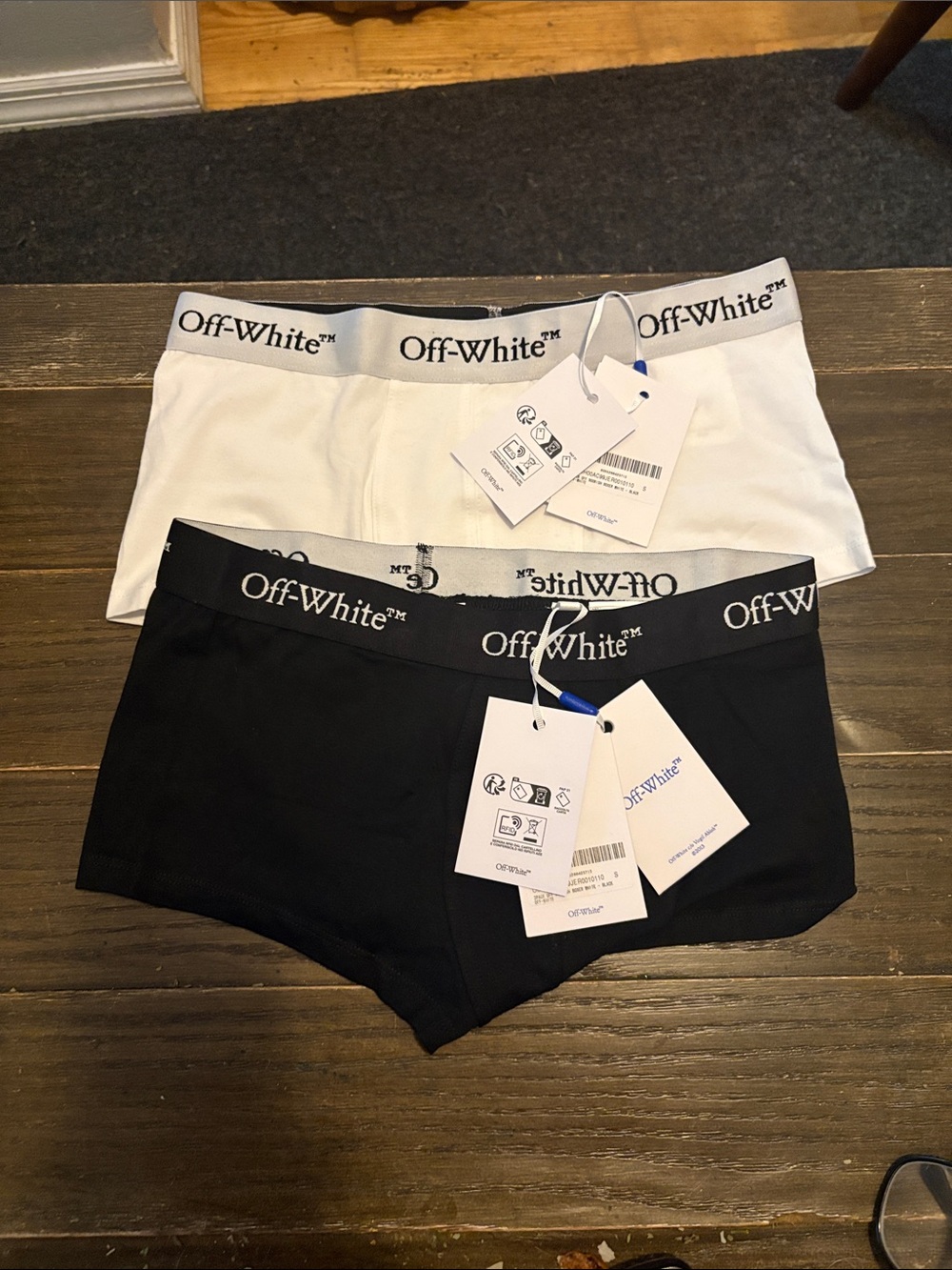 Off-White  men’s  undies  — Black & White Branded Waistband 2 pair